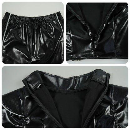 KPop Demon Hunters Rumi Cosplay Costume Black Leather Combat Uniform Necklace Gothic Punk Huntrix Halloween Women Girls iCoser