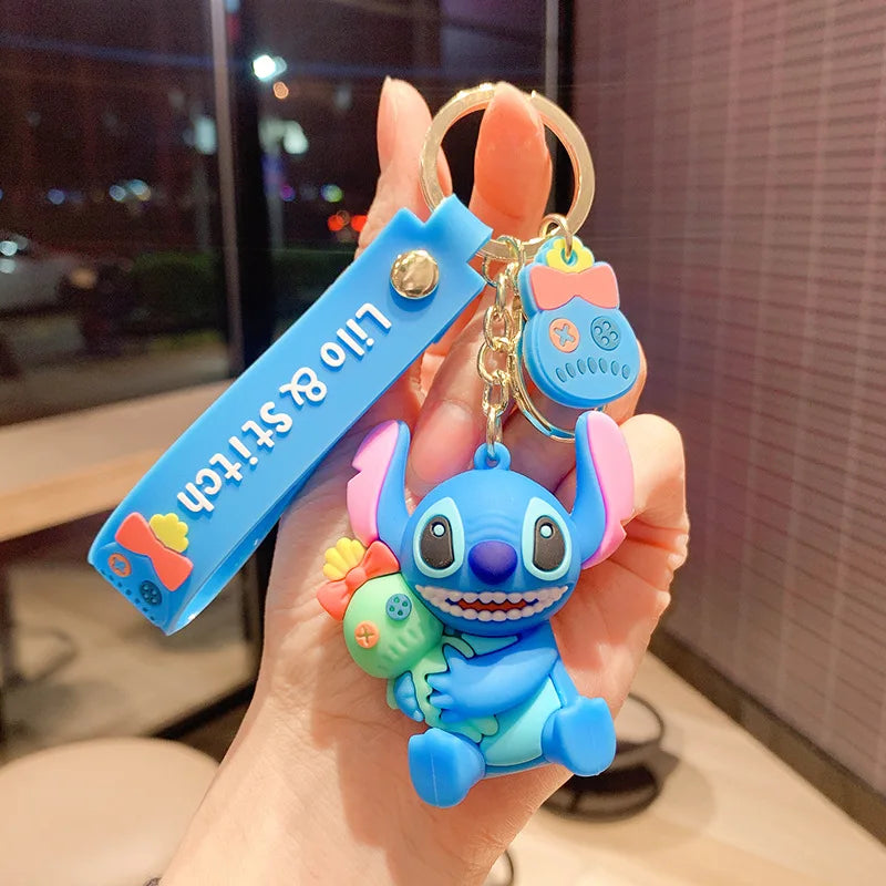New Anime Disney Keychain Mickey Mouse Minnie Lilo & Stitch Cartoon Keyring Key Chain Car Pendant Kids Toys Gift Wholesale