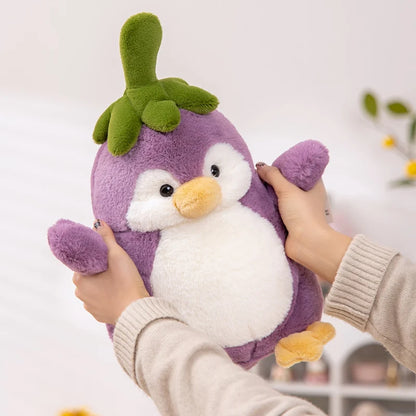 25-60cm Creative Purple Penguin Plushie Cute Penguin Cosplay Vegetable Eggplant Plush Toy  Kawaii Home Decor Pillow