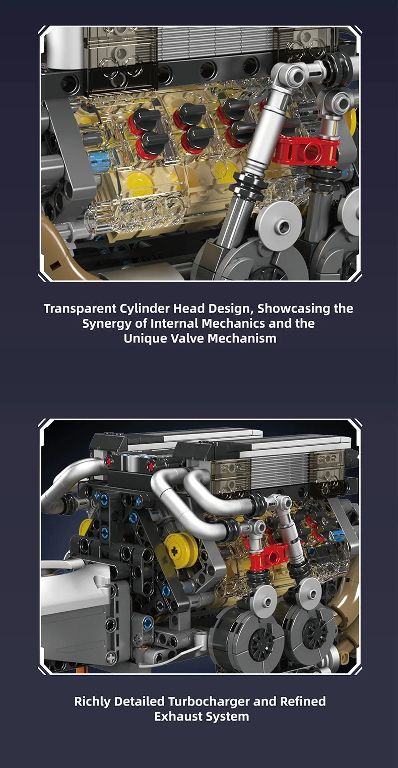 MOC Technik Electrically Driven No.V8 Engine Model Car Building Blocks Set Creative Educational Toy christmas Gifts for Boy Kids