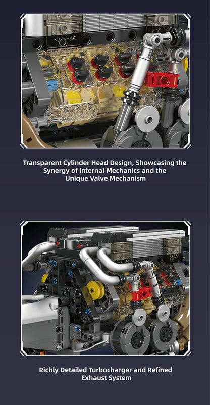 MOC Technik Electrically Driven No.V8 Engine Model Car Building Blocks Set Creative Educational Toy christmas Gifts for Boy Kids