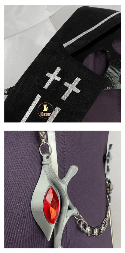 Honkai Star Rail Evernight March 7th Cosplay Costume Dress Earrings Mysterious Foreign Guest Halloween Party for Women Carnival