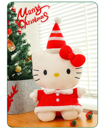 New Sanrio Hallo Kitty Plush Toy Doll Pillow Christmas Kt Cat Plush Toy Cute Hat Kitty Doll Katie Cat Pillow Girl Holiday Gifts