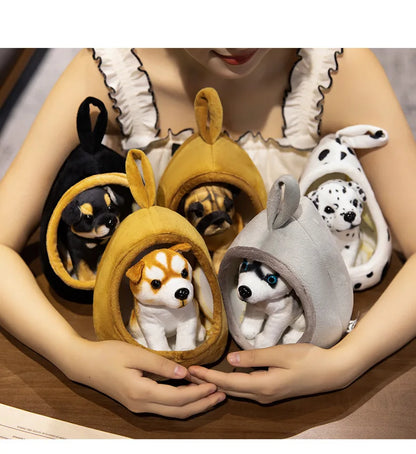 Cute Lifelike Husky & Akita Ultra-Soft Plush Stuffed Toys With A Tiny Cozy Dog Bed Cloth Dolls  Pet Lovers And Plush Collectors