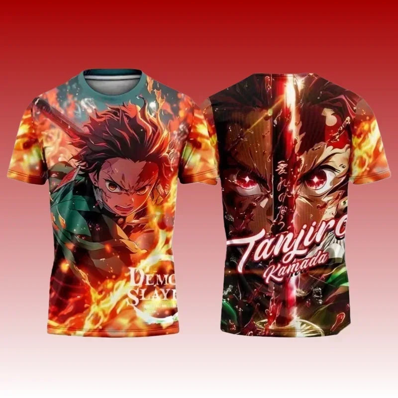 New Football Jerseys Japanese Anime Bandai Demon Slayer Tanjiro Nezuko T-shirt Sporty Street Loose for Men  Children Christmas