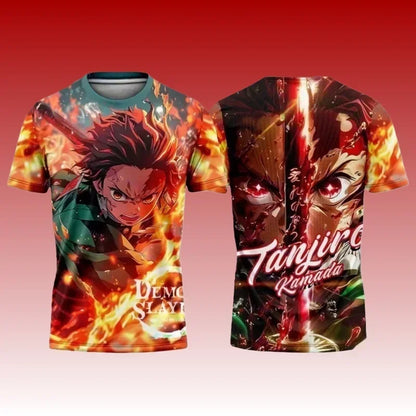 New Football Jerseys Japanese Anime Bandai Demon Slayer Tanjiro Nezuko T-shirt Sporty Street Loose for Men  Children Christmas