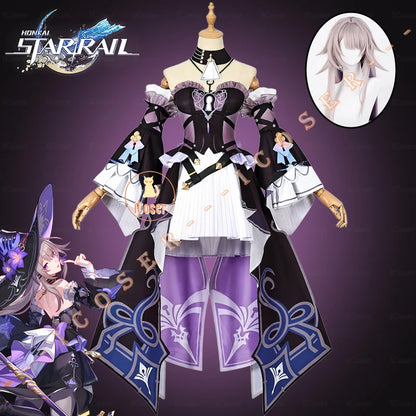 Honkai Star Rail The Herta Cosplay Costume Wig Dress Hat Uniform Headwear Necklace Halloween Party for Women Girls Carnival Prop