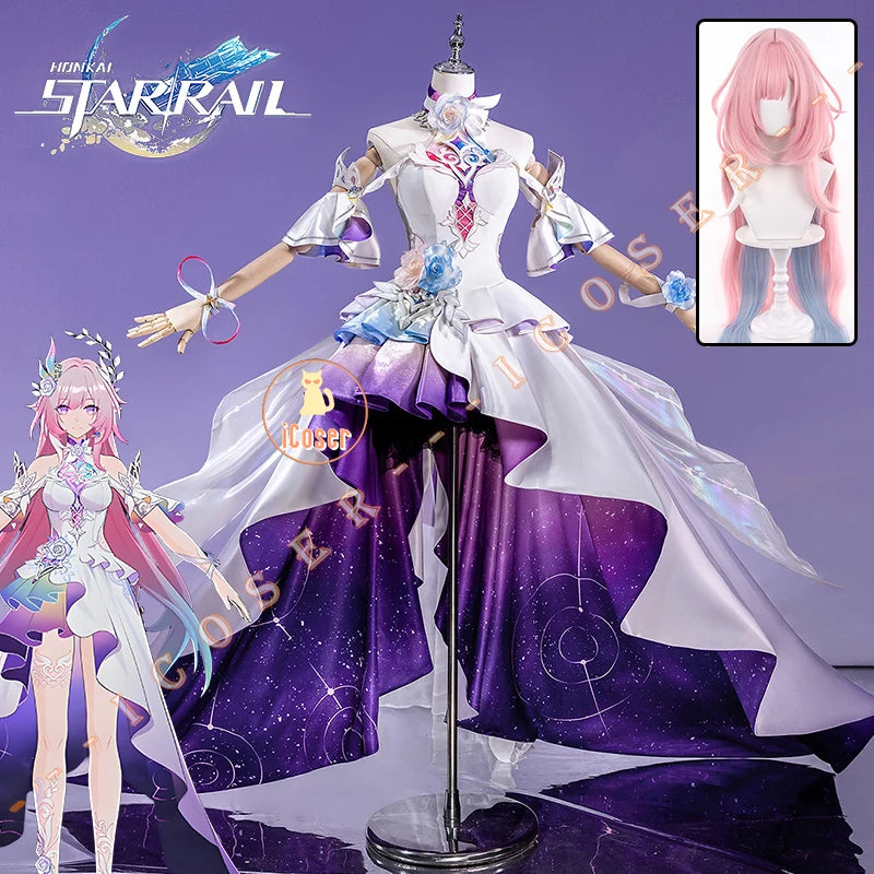Honkai Star Rail Cyrene Cosplay Costume Wig Dress Headwear New Skin Outfit Elysia Amphoreus Halloween Party Women Girls Props