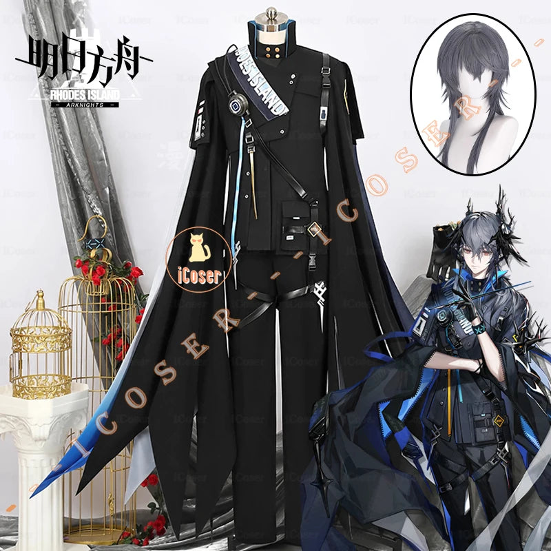 Arknights Aefanyl Logos Cosplay Costume Wig Uniform Earrings Ears Rhodes Island Elite Operator Halloween Party Women Men iCoser