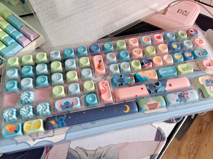 Disney  New Style Shinagawa Stizai Star Kabi Interstellar Kawaii Blue Baby Theme Keycaps Moa High Five Sided Thermal Sublimation