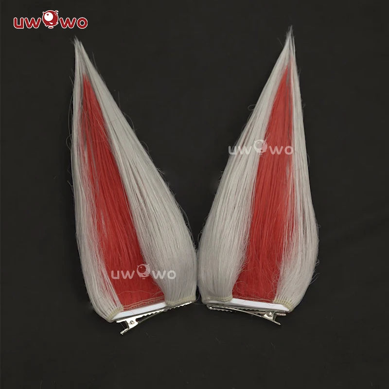UWOWOW Ahri Wig Game League of Legends/LOL: Immortalized Legend Ahri Cosplay Wig Long Hair with Ear White Silver Hair 80CM