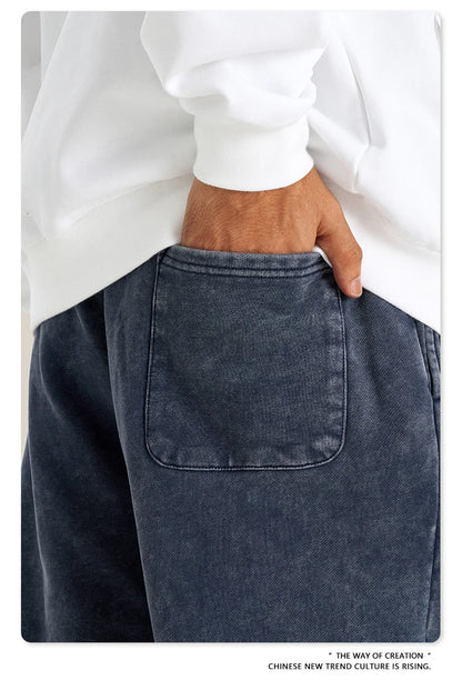 ZODF New Autumn Winter Men Washed 400gsm Sweatpant Unisex Loose Heavyweigh Cotton Sport Joggers Pants Streetwears HY0893