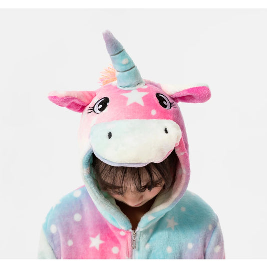 Kawaii Girls Pajamas Winter Purple Unicorn Onesie Hooded Plush Kigurumi Jumpsuit Blanket Sleeper Warm Overall Kids Nightwear Pjs