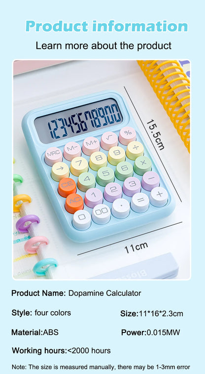 Keyboard Calculator Office 12-digit Mechanical Buttons Calculator Cute Candy Color School Supplies Students/Finance Stationery