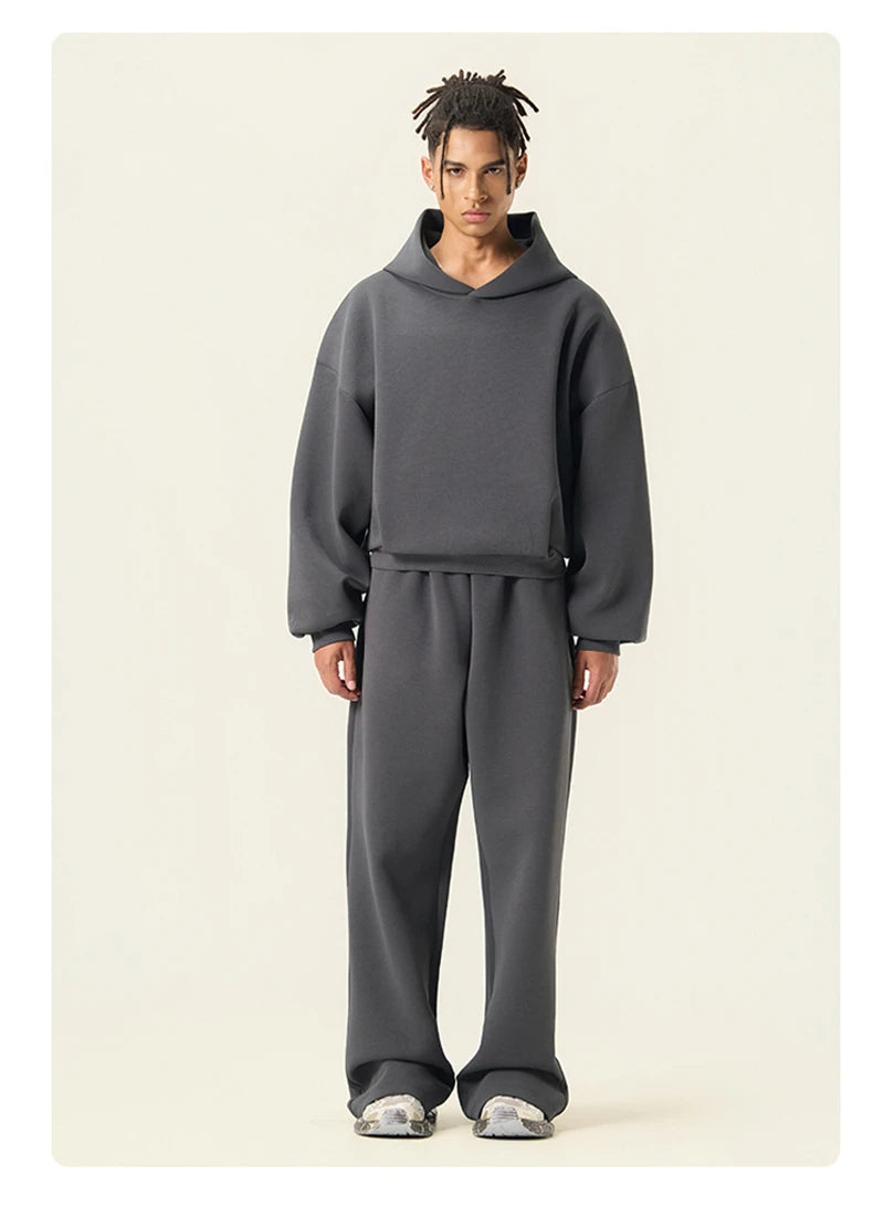 ZODF Trendy Winter 350gsm Solid Fleece Hooded Hoodies For Man Unisex Boxyfit Solid Warm Pullovers Brand Clothing HY0038