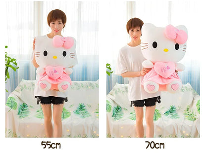 Aoger Cute Hello Kitty Pink Plush Stuffed Toys Cartoon Plushie Doll Soft Stuffed Pillow Toys For Children Birthday Xmas Gifts