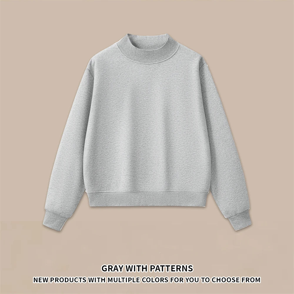 ZODF 2025 Winter Women 350gsm Warm Fleece Sweatshirts Girls Female Hip Hop Half Turtleneck Pullovers Brand Clothing HY056