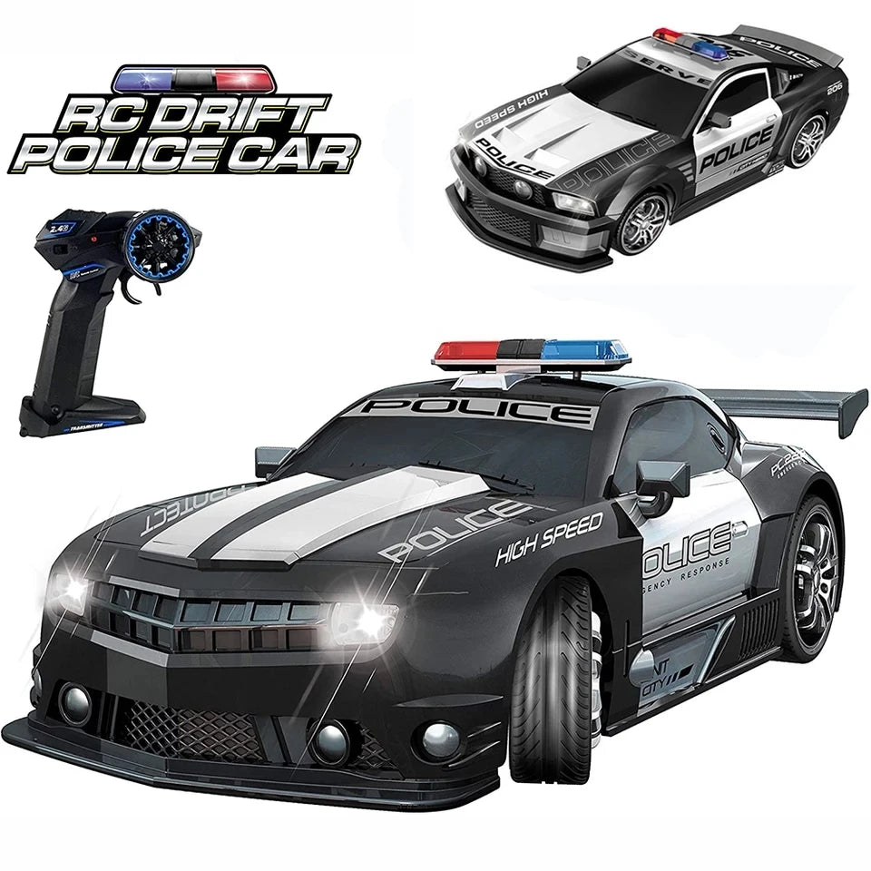 1/12 Big 2.4GHz Super Fast Police RC Car Remote Control Chase Drift Toy with Lights for Boys Kids