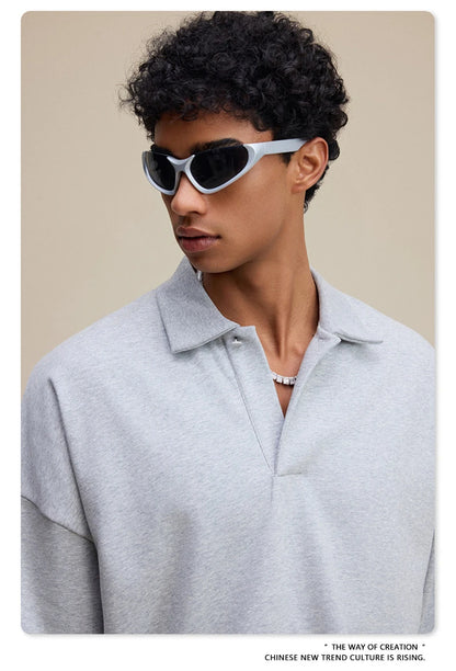 ZODF Casual 2025 Autumn 445gsm Sweatshirt For Man Unisex Turn Down Collar Solid Fleece Pullovers Winter Coats HY1111