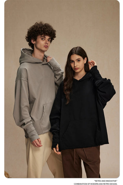 ZODF New Autumn Men Heavyweight 450gsm Hoodie Unisex Loose Ninja Sleeve 100% Cotton Hooded Pullovers Winter Coat HY0927