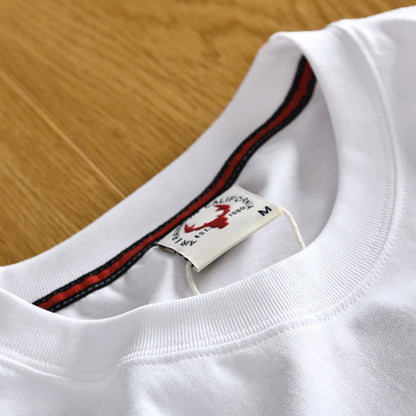 Summer New American Retro Short-sleeved O-neck 3D Printed T-shirt Men's Fashion Simple 100% Cotton Washed Casual Sport Tops