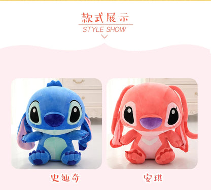Genuine Disney Kawaii Large Stitch/Angie Plush Toy Cute Anime Peripheral Plush Stuffed Doll Christmas Gifts for Kids Girls