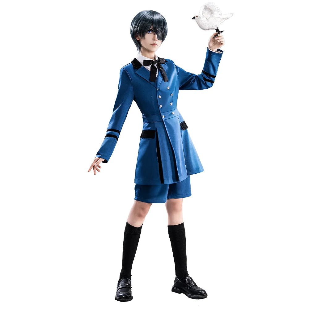 IN STOCK Ciel Phantomhive Cosplay Costume Anime DokiDoki-R Men Blue Uniform Costume Ciel Cosplay