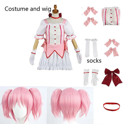 Puella Magi Madoka Magica Kaname Costume Set Cotton Polyester - and wig / XS（old）