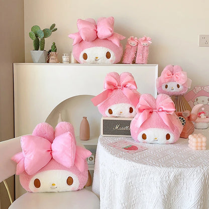 Sanrio Cartoon My Melody Headrest Back Cushion Cartoon Anime Seat Belt Cover Japanese Style Car Accessory Throw Pillow Sofa Bed