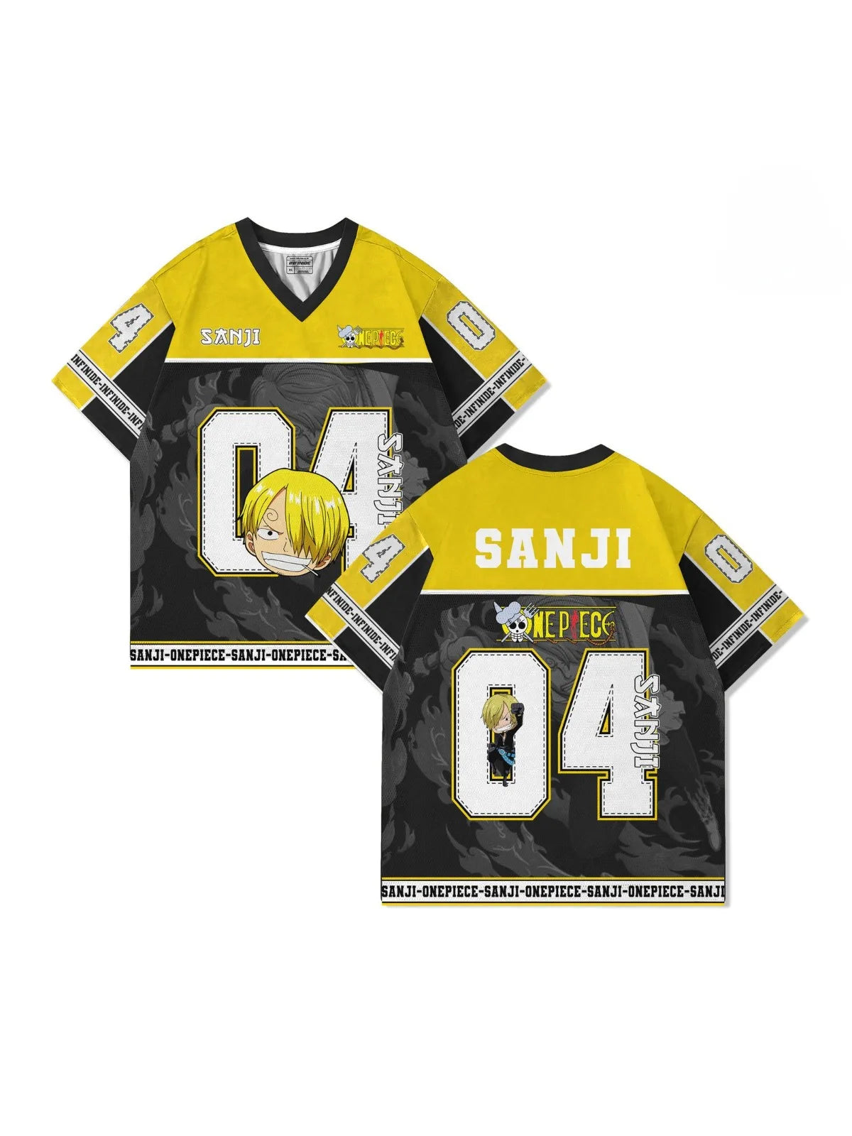 04 Jersey One Piece Sanji Anime Y2k Korean Style Kpop Baseball Hockey T-shirt Fashion Streetwear Anime Daily Unisex Tops Tees