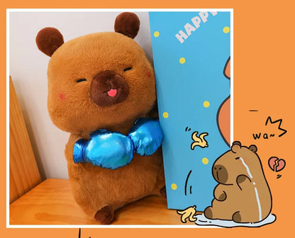Plush Capybara Boxing Toy Stuffed Animal Cute Cuddly Pillow Decor for Kids Birthday Xmas Gift Wholesale Plush Toy Stuffed Animal