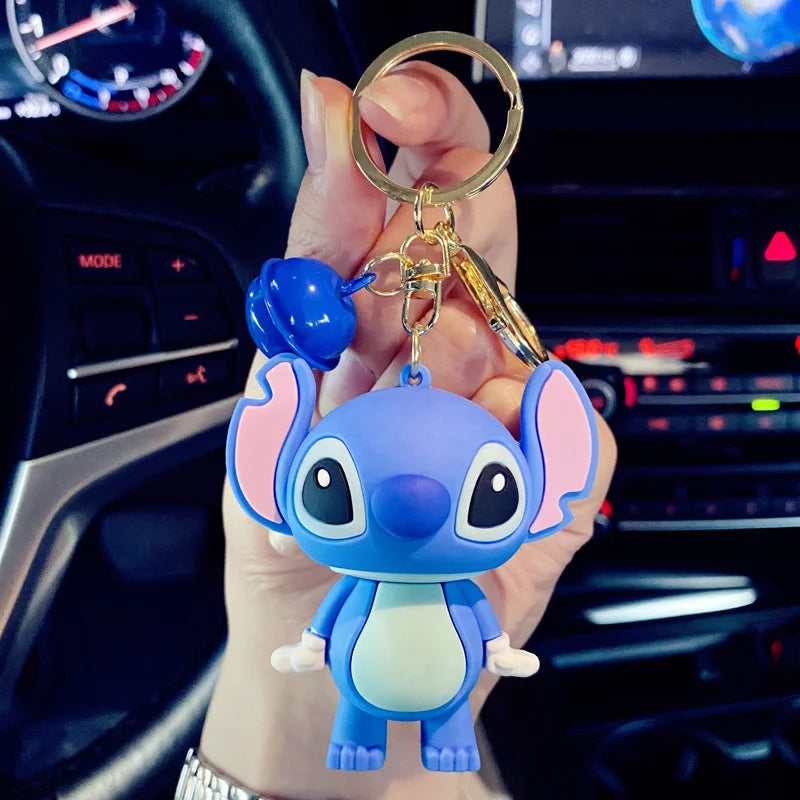 Kawaii Anime Disney Keychain Cartoon Mickey Mouse Minnie Lilo Stitch Cute Doll Keyring Ornament Key Chain Pendant Kids Toys Gift