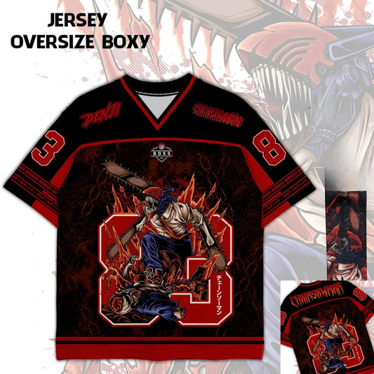 83 Jersey Chainsawman Denji Anime Series Jersey Korean Style Kpop Baseball Hockey Oversize T-shirt Anime Daily Unisex Tops Tee