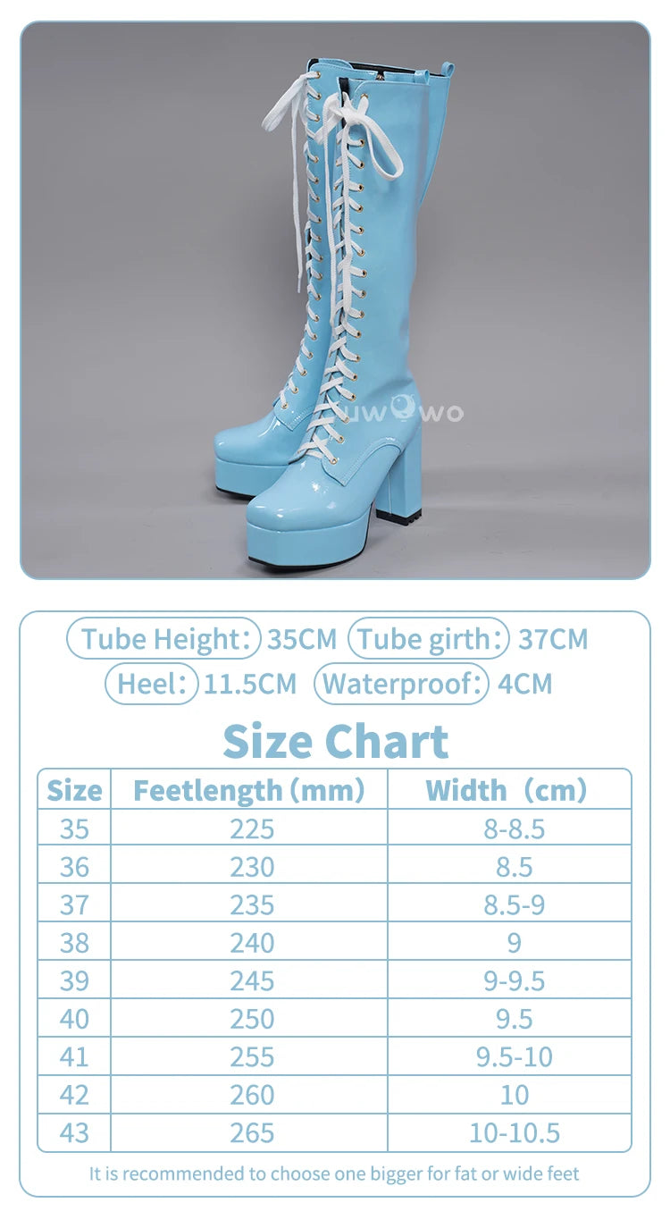 UWOWO Cosplay Shoes Universal Shoes Boots Black Blue White Rose High Tube Boots