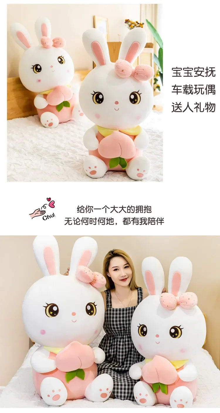 50/65/80cm Cute Peach Rabbit Plush Toy Pillow Kawaii Stuffed Soft Animal Bunny Doll Baby Kids Toy Birthday Gift Present for Girl
