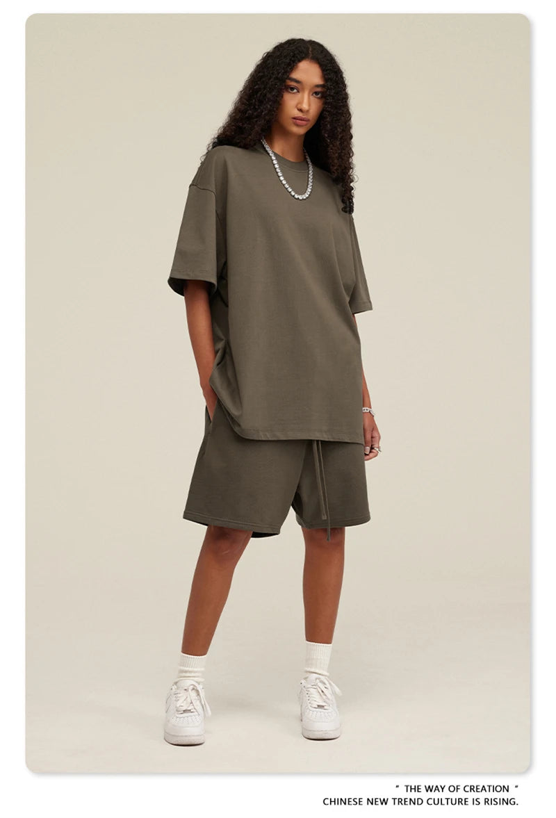 ZODF New 2025 Heavy Weight 305gsm Solid Cotton T Shirts For Men Unisex Summer Oversized Noshrink Basic T-Shirt Brand Tops HY0475