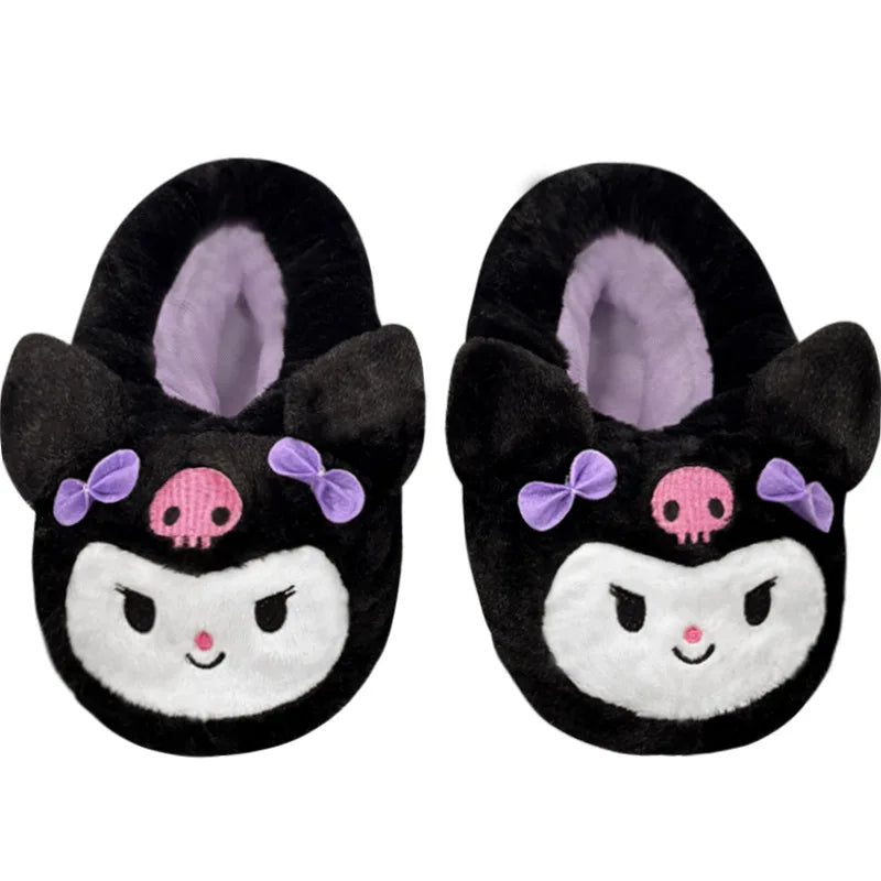 New Sanrio Kuromi Melody Hellokitty Bag Root Cotton Slippers Winter Indoor Warm Cotton Shoes Adult Plush Cotton Slippers