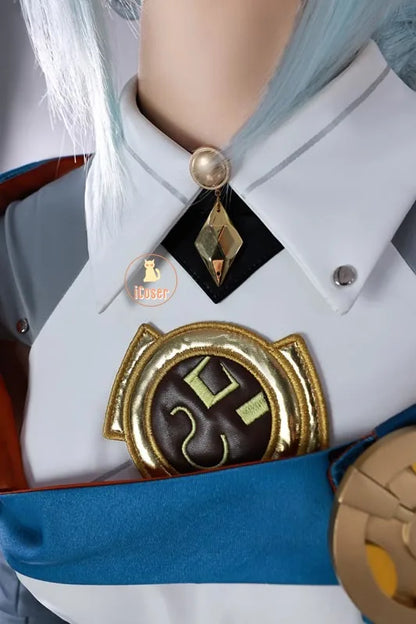 Genshin Impact Ineffa Cosplay Costume Wig Cloak Uniform Outfit Headwear Boom Boom Thunderwave Halloween Party for Women Girls