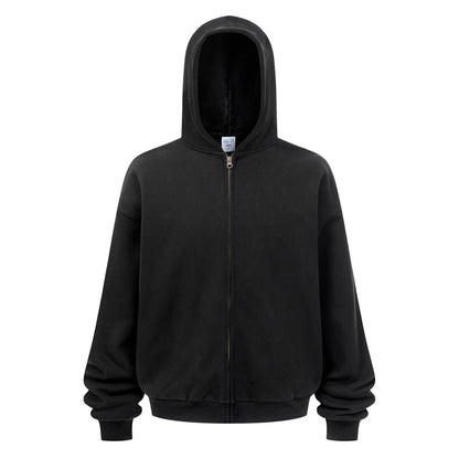 ZODF Trendy Winter Man Warm 430gsm Fleece Zipper Hoodies Unisex Solid Loose Zip-Up Hooded Coats Brand Outfit HY1130