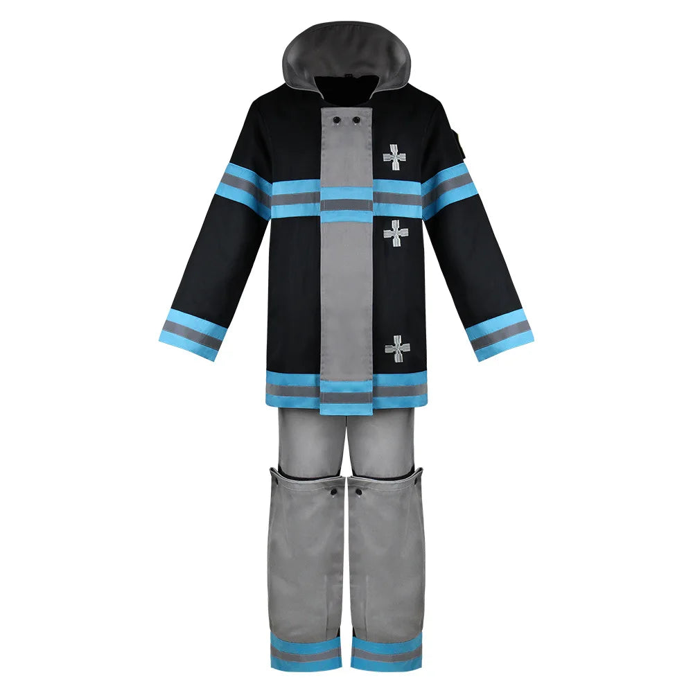 Arthur Boyle Cosplay Costume Wig Black Blue Uniform Anime Fire Force Protective Outer Jacket Halloween Party Women Men Carnival