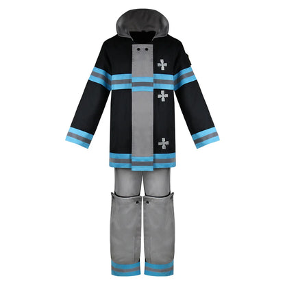 Arthur Boyle Cosplay Costume Wig Black Blue Uniform Anime Fire Force Protective Outer Jacket Halloween Party Women Men Carnival