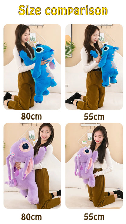 Disney Lilo and Stitch Plush Toys Prone Cute 55/80cm Anime Stich Doll Stuffed Plushie Angel Pillow Soft Gift for Children Kawaii