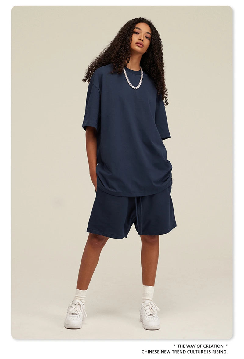 ZODF New 2025 Heavy Weight 305gsm Solid Cotton T Shirts For Men Unisex Summer Oversized Noshrink Basic T-Shirt Brand Tops HY0475