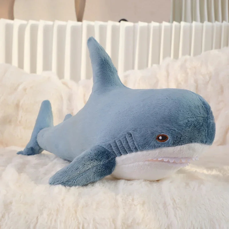 55-140cm Stuffed Lifelike Shark Plush Toy Stuffed Headed Shark Fierce Sea Animals Hug Throw Pillow Cushion for Boy Birthday