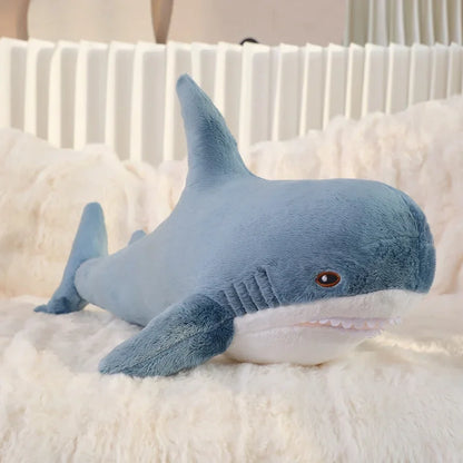 55-140cm Stuffed Lifelike Shark Plush Toy Stuffed Headed Shark Fierce Sea Animals Hug Throw Pillow Cushion for Boy Birthday