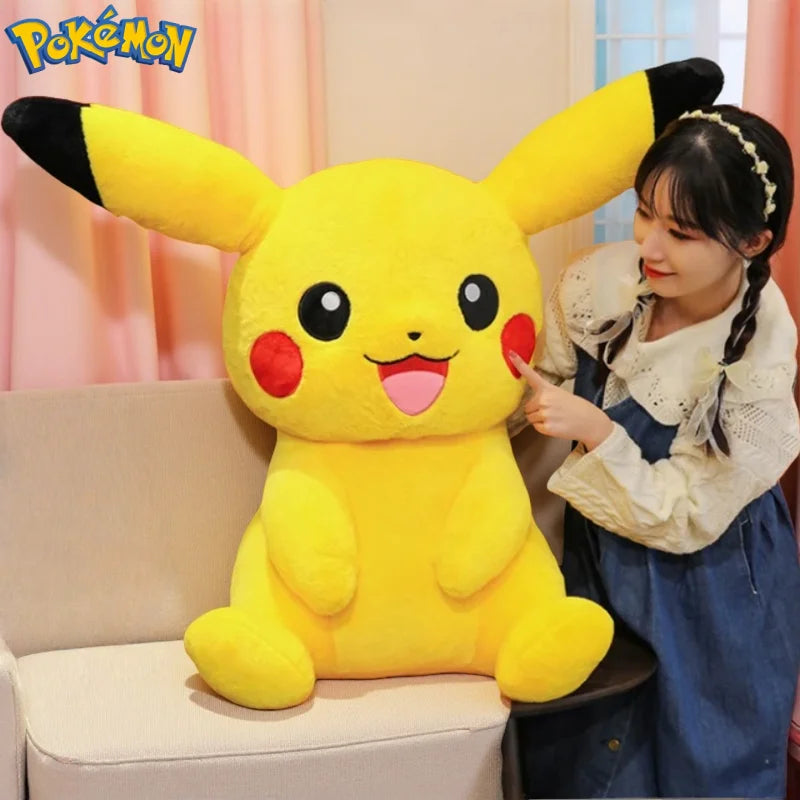 30/45/60/75CM Pokémon Short Fur Pikachu Plush Pet Pocket Monster Kawaii Cartoon Animal Comfortable Soft Doll Children Toy Gift
