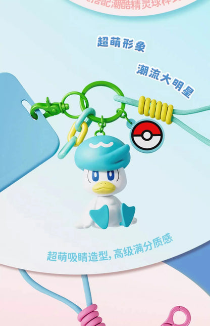 Genuine Pokemon Keychain Pikachu Gengar Sylveon Sprigatito Quaxly Fuecoco Anime Action Figure Toy Keyring Fragrance Pendant Gift