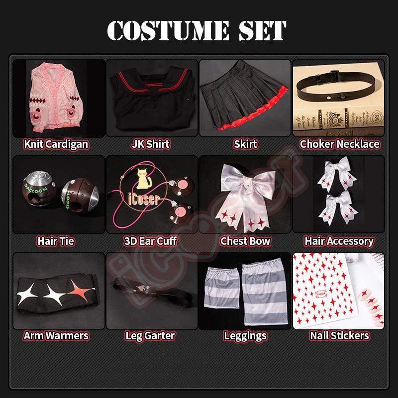 Zenless Zone Zero Ukinami Yuzuha Cosplay Costume Wig Skirt Sweater Uniform Headwear Spook Shack Halloween Party for Women Girls