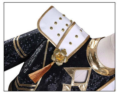 KPop Demon Hunters Zoey Cosplay Costume Black Gold Skirt Huntrix Golden Outfit Earrings Headwear Halloween Party for Women Girls