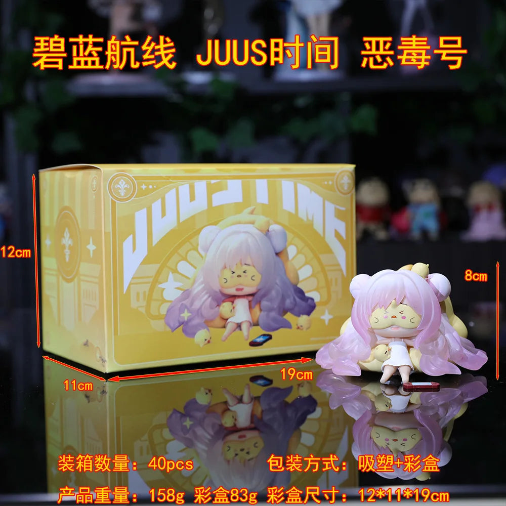 8CM Anime Game Azur Lane MNF Le Malin Figure JUUs Time Sitting Model Toy Gift Collection Aciton Figure Comes with Eye Mask